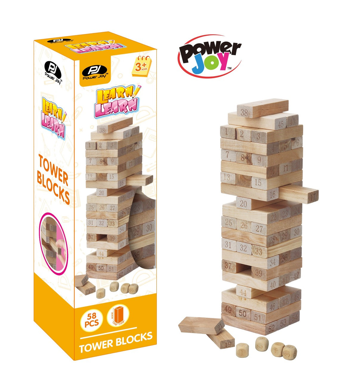P.JOY WOODEN TOWER BLOCKS 54PCS 4DICES